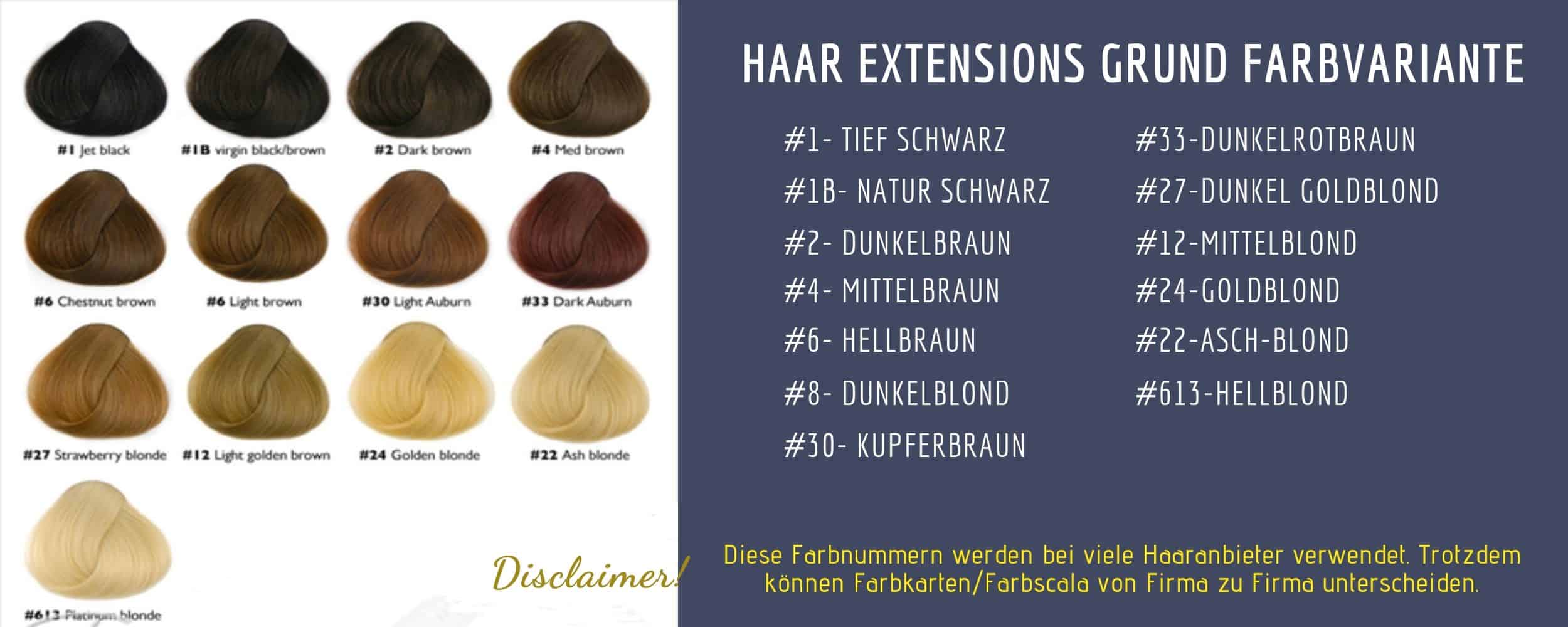 Haar extensions farbkarte